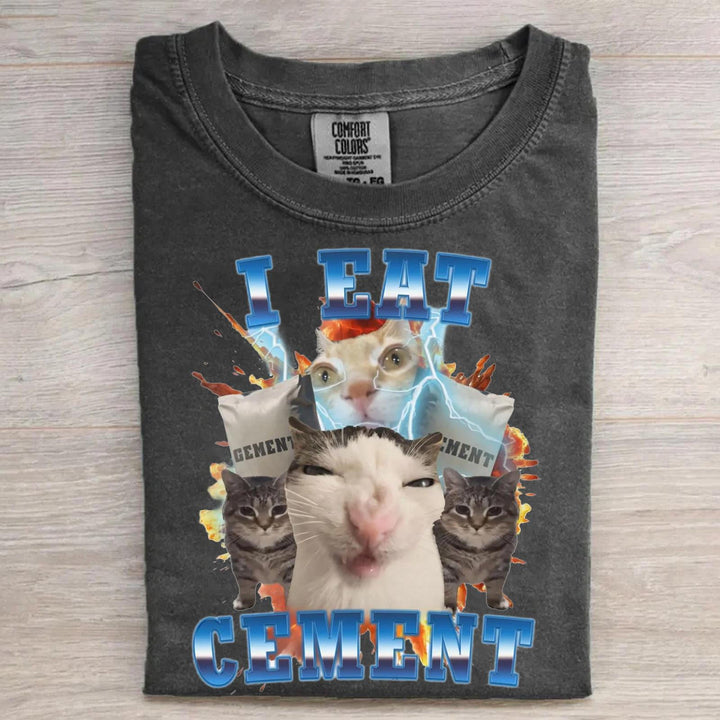 I Eat Cement Funny Cat Retro T-shirt