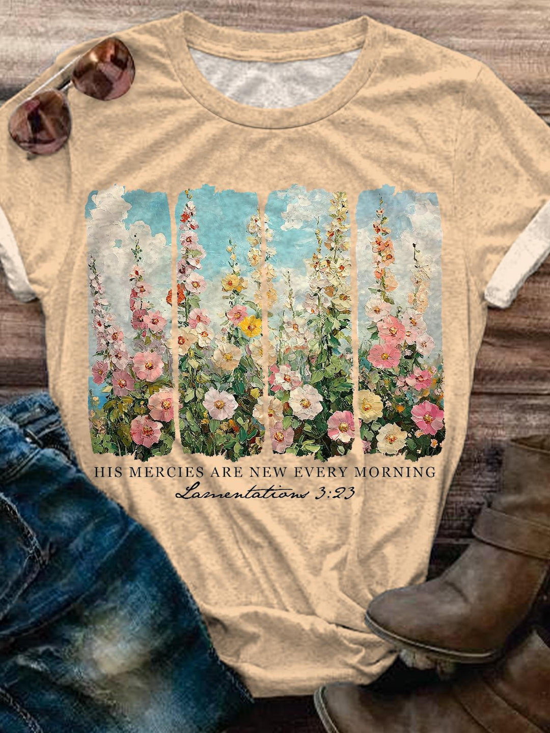 His Mercies are New Every Morning Wildflower Christian T-shirt