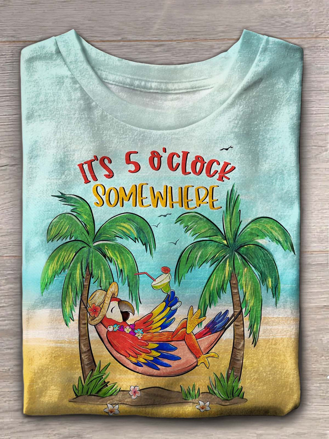 It's 5 O'Clock Somewhere Vacation Crew Neck T-shirt