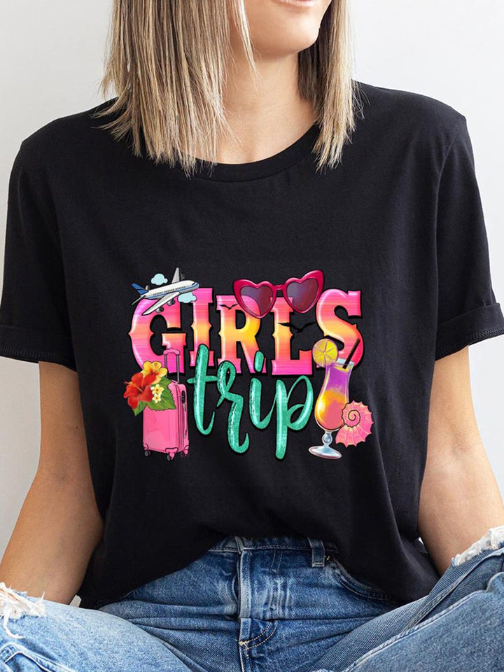 Girls Trip 2025 Beach Vacation Crew Neck T-shirt