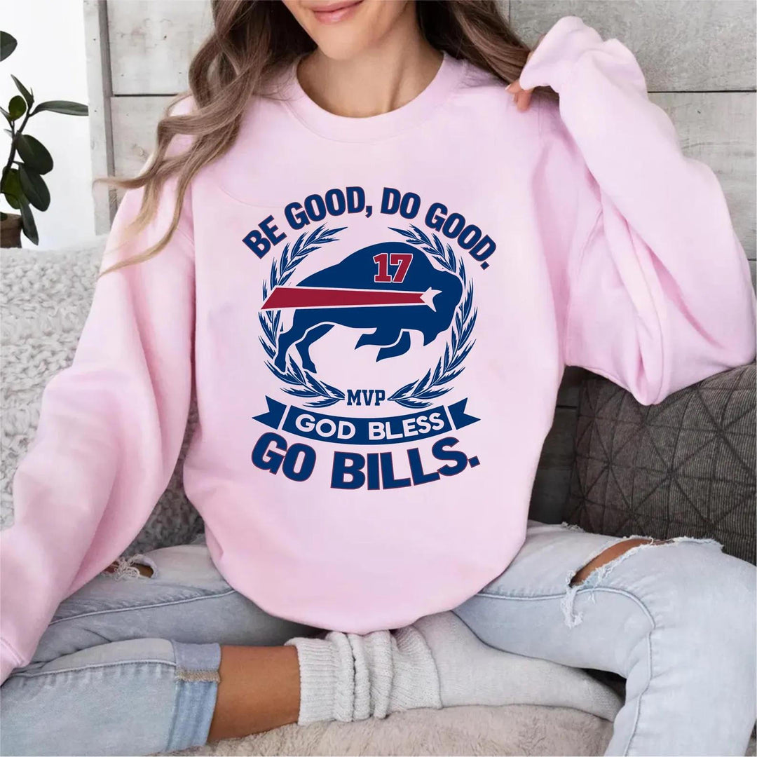 Josh Allen Mvp Be Good Do Good God Bless Go Bills Printed Sweatshirt