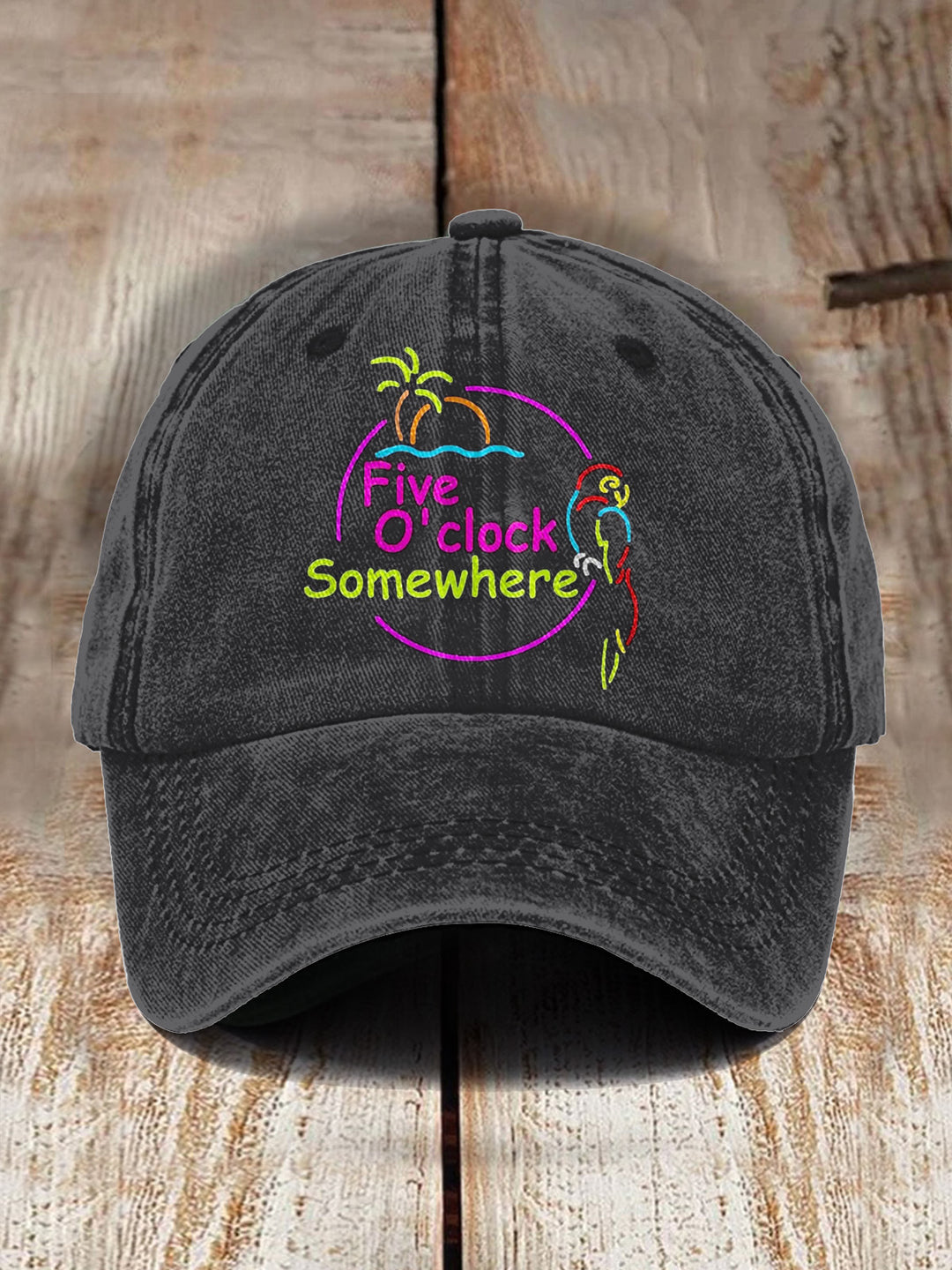 Five O'Clock Somewhere Vacations Printed Baseball Cap