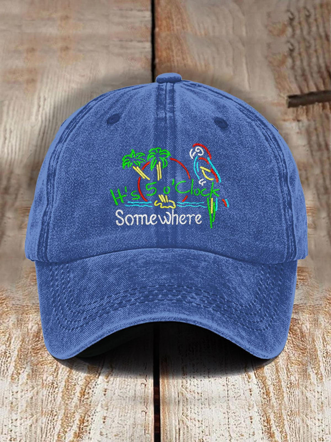 It's 5 O'Clock Somewhere Parrot Printed Baseball Cap