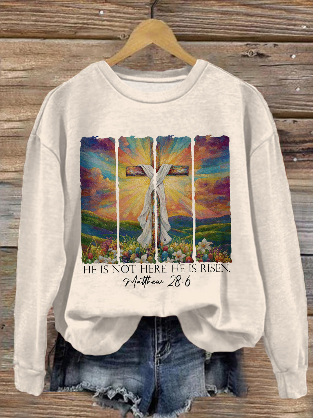 Christian Easter Printed Long Sleeve Casual Top