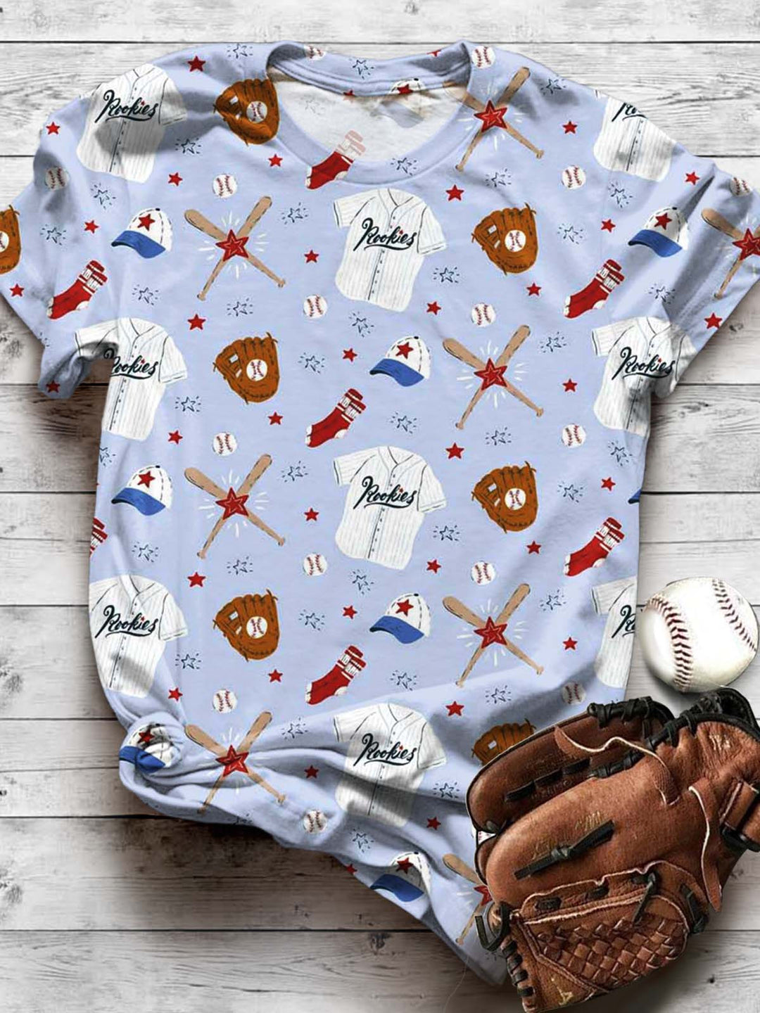 Team Game Fan Baseball Print Casual T-shirt