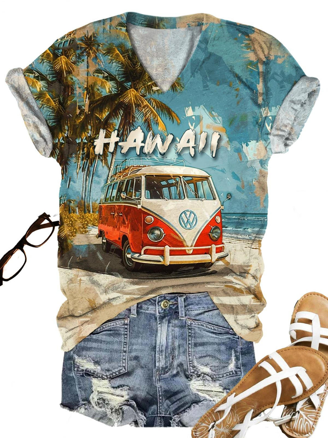 Summer Hawaii Beach Travel Leisure Vacation Printed T-shirt