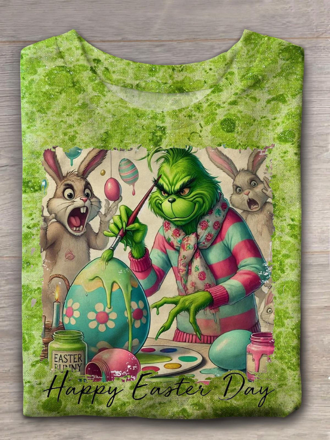 Happy Easter Day Rabbit And Egg Crew Neck T-shirt