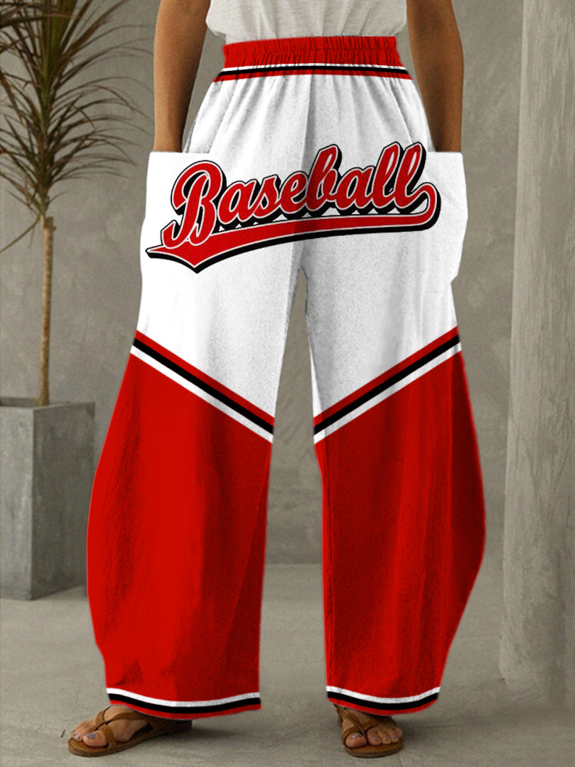 Fashionable Baseball Print Casual Pants