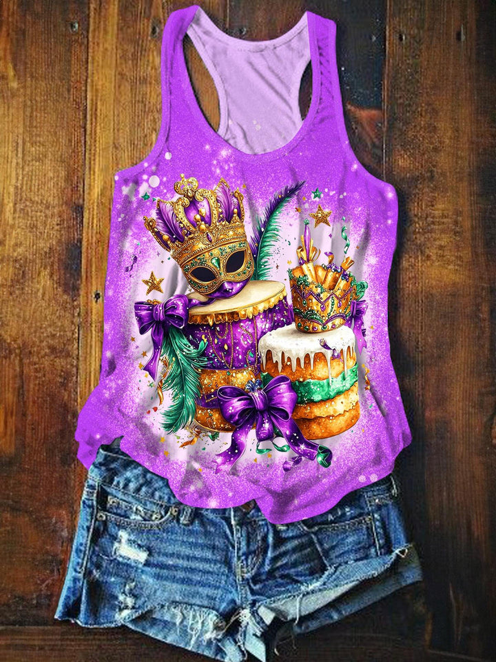 Mardi Gras Happy Holidays Party Mask Party Favor Print Vest