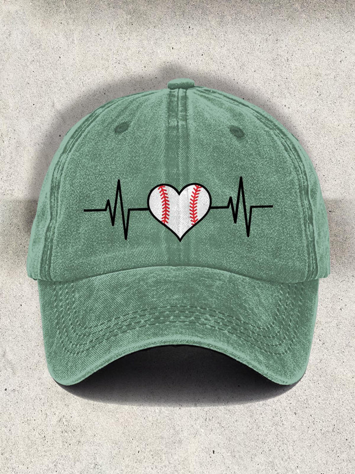 Retro Baseball Love Print Baseball Cap