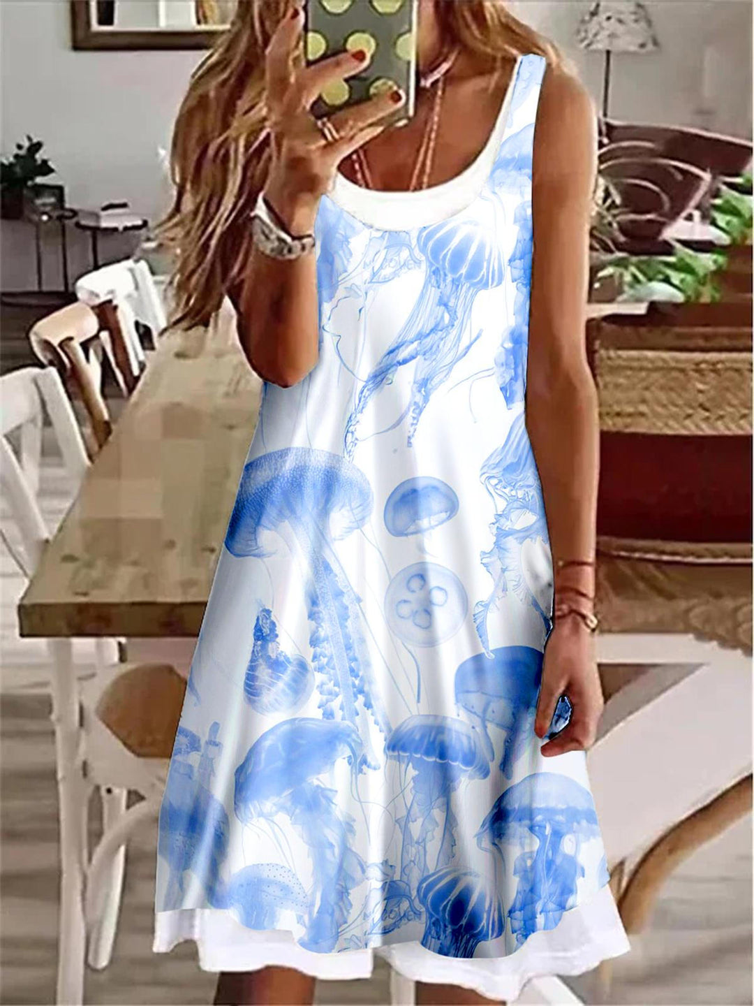 Jellyfish Beach Vacations Ladies False Two Dress