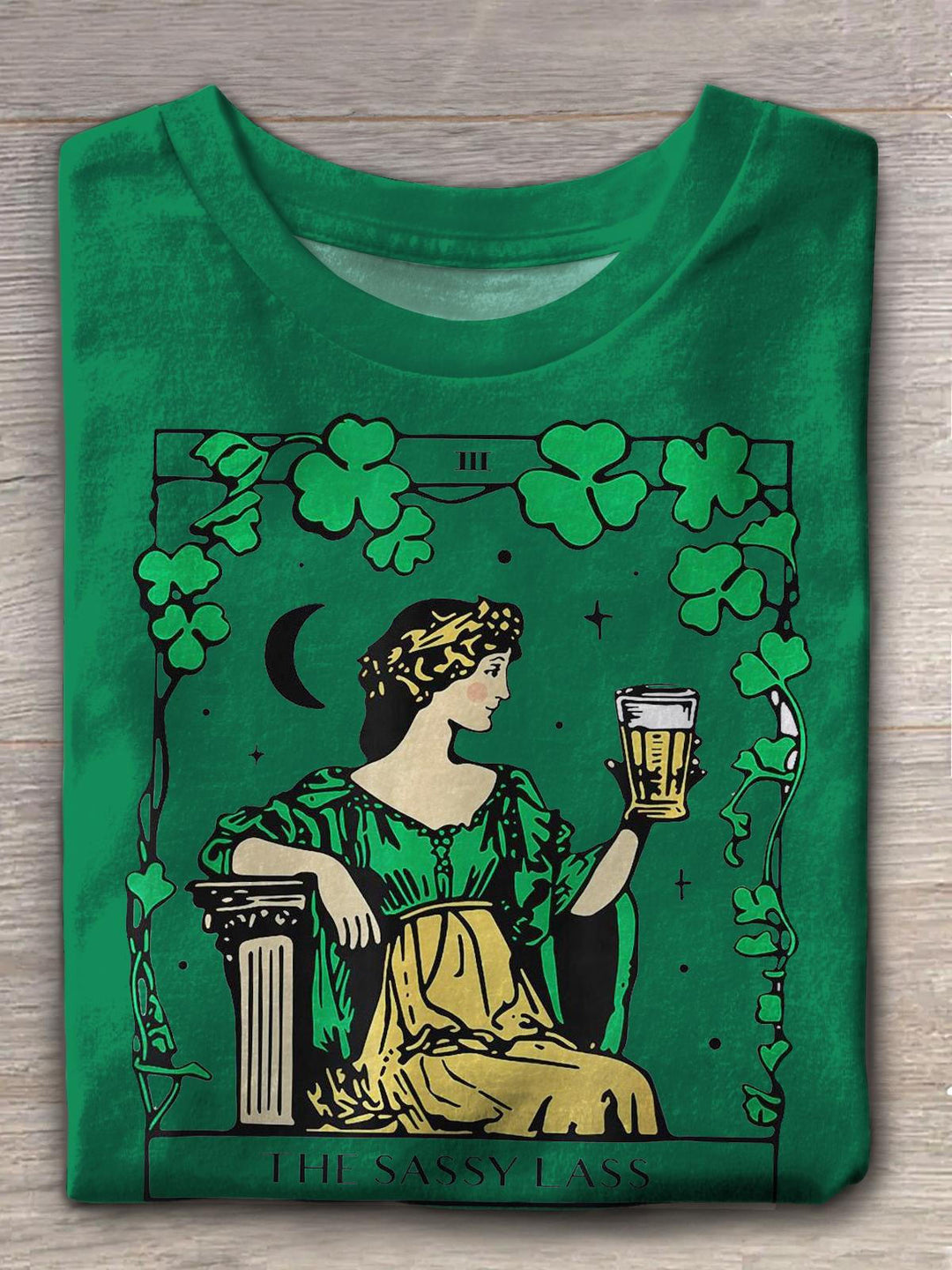 The Sassy Lass Tarot Card Lucky St. Patrick Day Crew Neck T-shirt