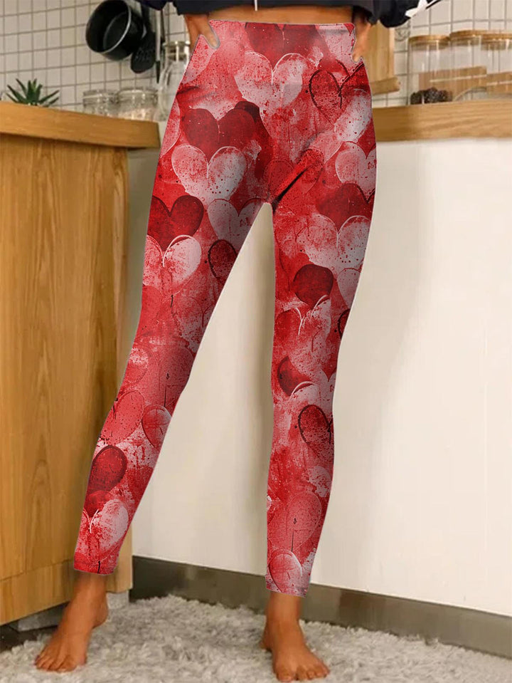 Women's Happy Valentine's Day Heart Gradient Print Stretch Leggings