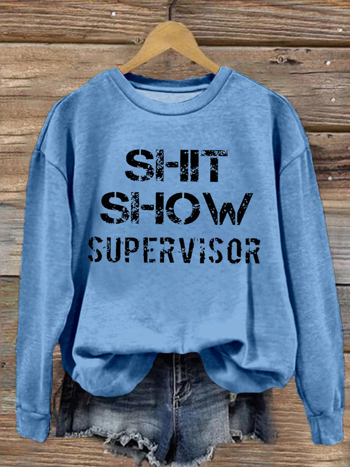 Women's Shit Show Letter Print Crew Neck Casual Sweatshirt