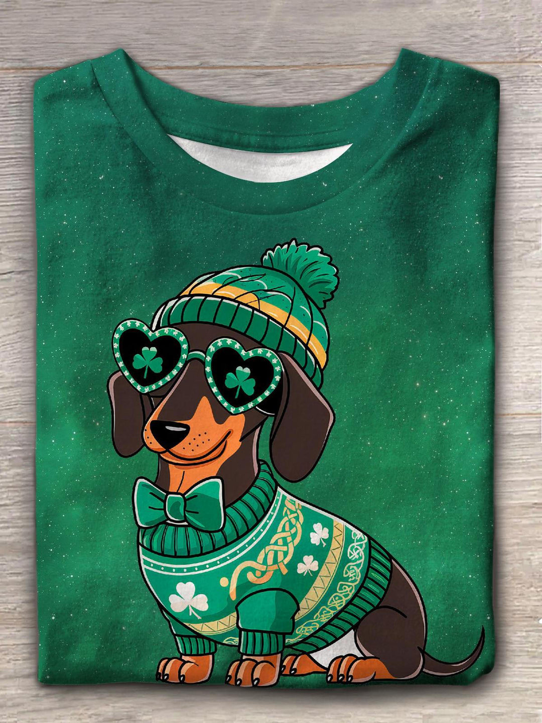 St. Patrick’s Day Dachshund Dog Crew Neck T-shirt