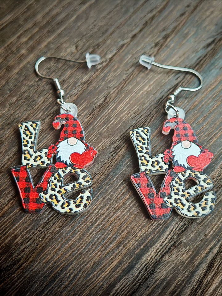 Leopard Valentine's Day Cute Dwarf Striped Earrings Love Heart Acrylic