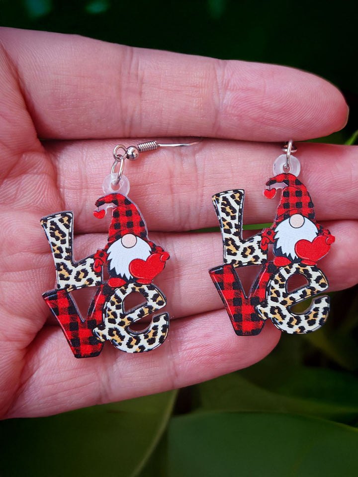 Leopard Valentine's Day Cute Dwarf Striped Earrings Love Heart Acrylic