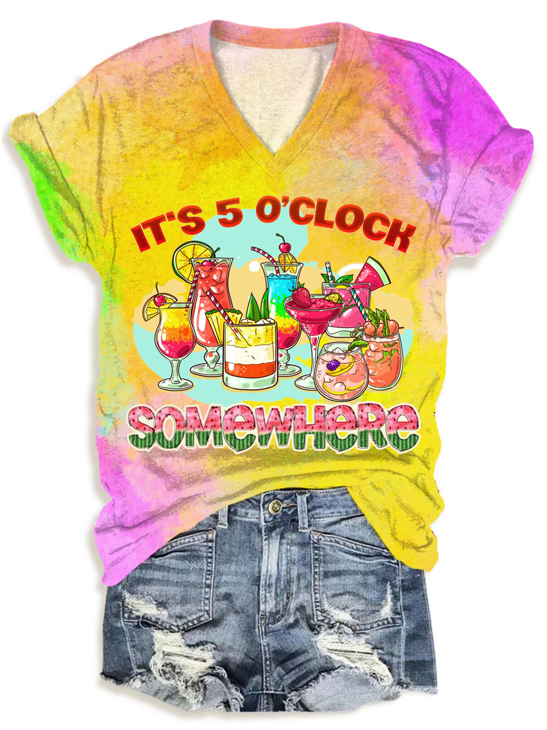 It's 5 O'clock Somewhere V-neck T-Shirt