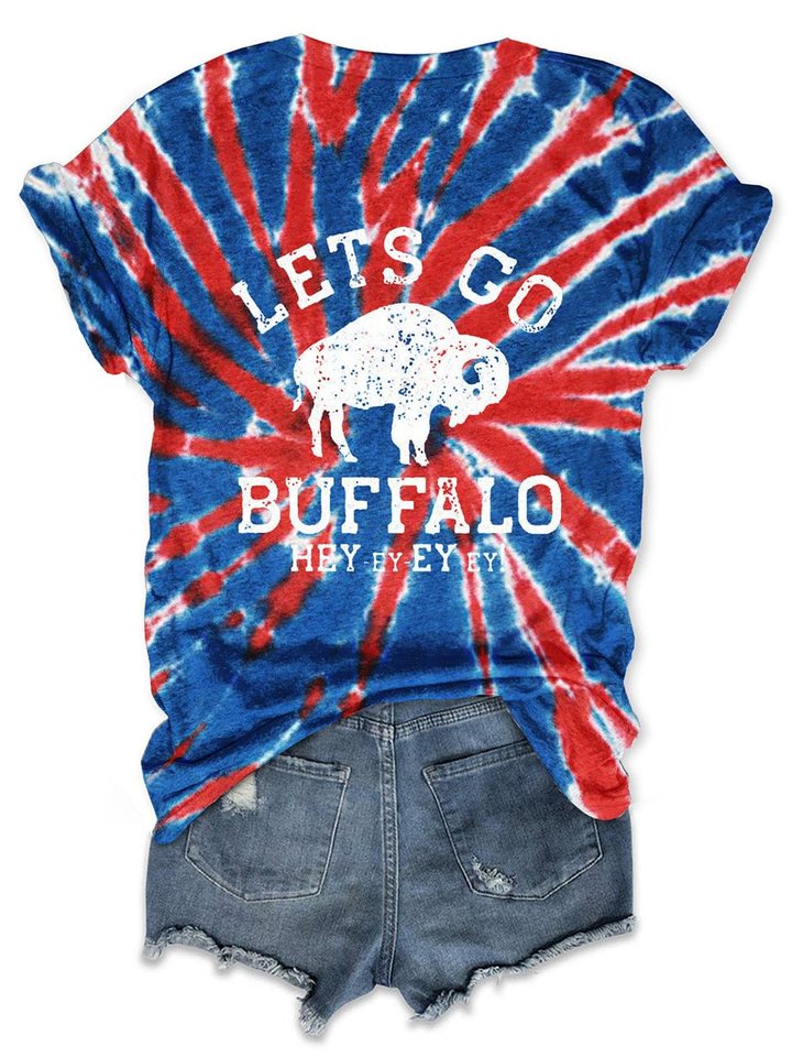 Let's Go Buffalo Tie Dye Print T-Shirt