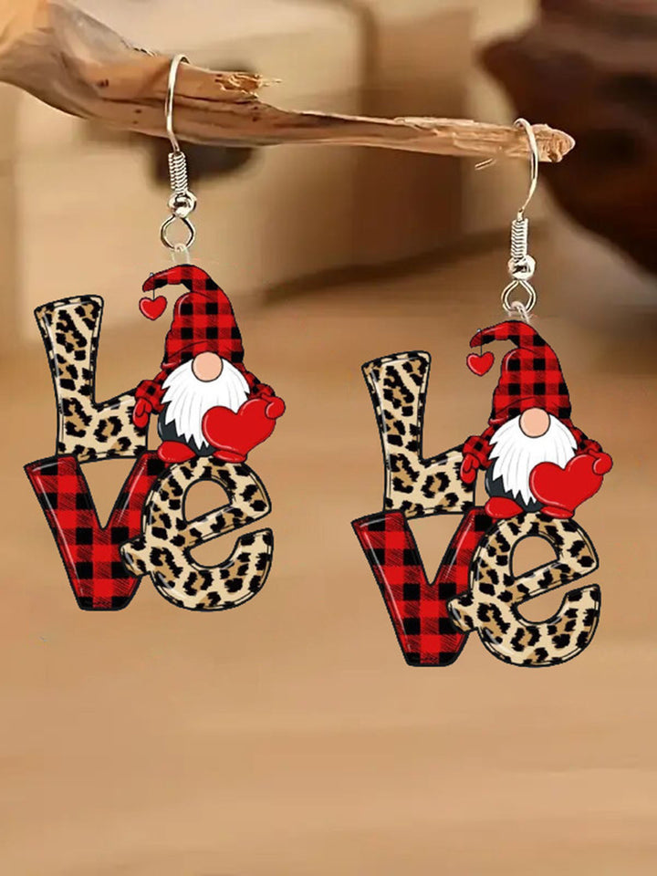 Leopard Valentine's Day Cute Dwarf Striped Earrings Love Heart Acrylic