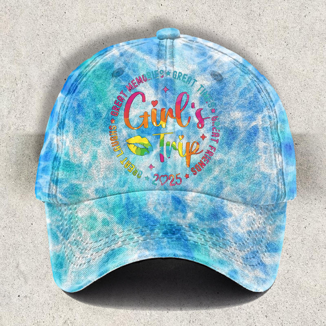 Girl Trip 2025 Colorful Tie Dye Print Baseball Cap