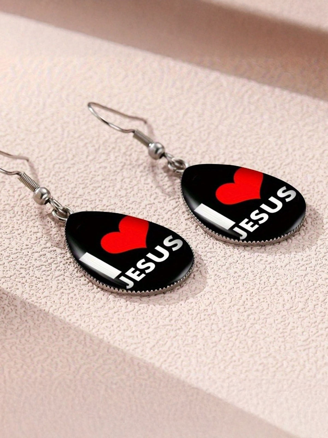 I Love Jesus Teardrop Earrings