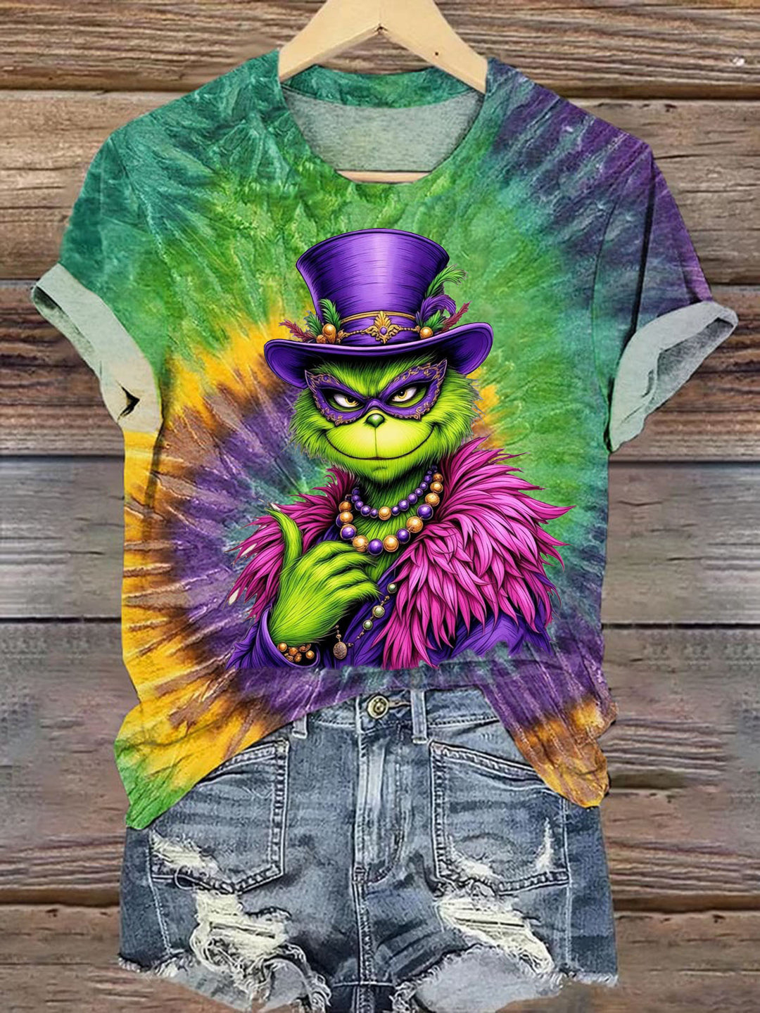 Mardi Gras Tie Dye Crew Neck T-shirt