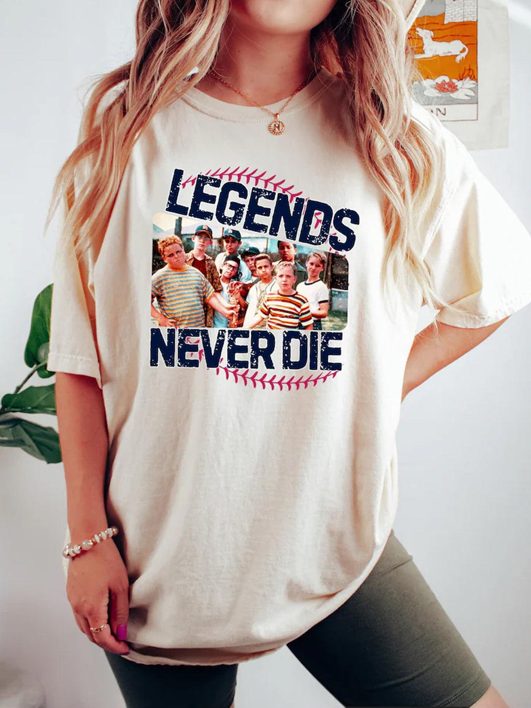 Comfort 1990s Sandlot Legends Never Die Crew Neck T-shirt