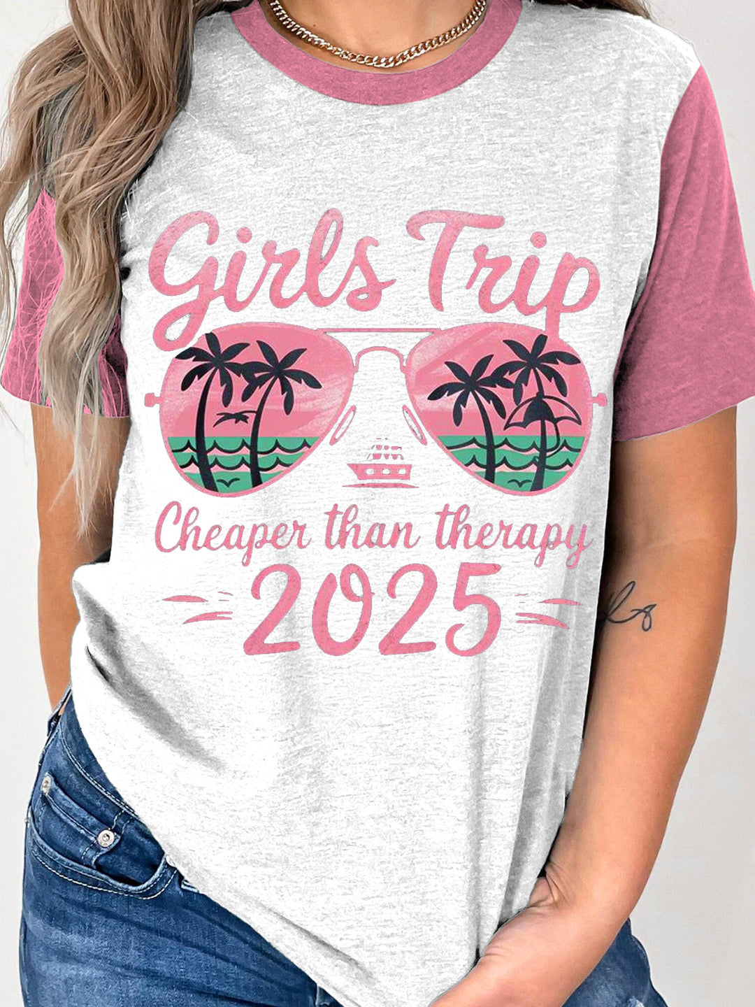 Girls Trip Cheaper Then Therapy 2025 Crew Neck T-shirt