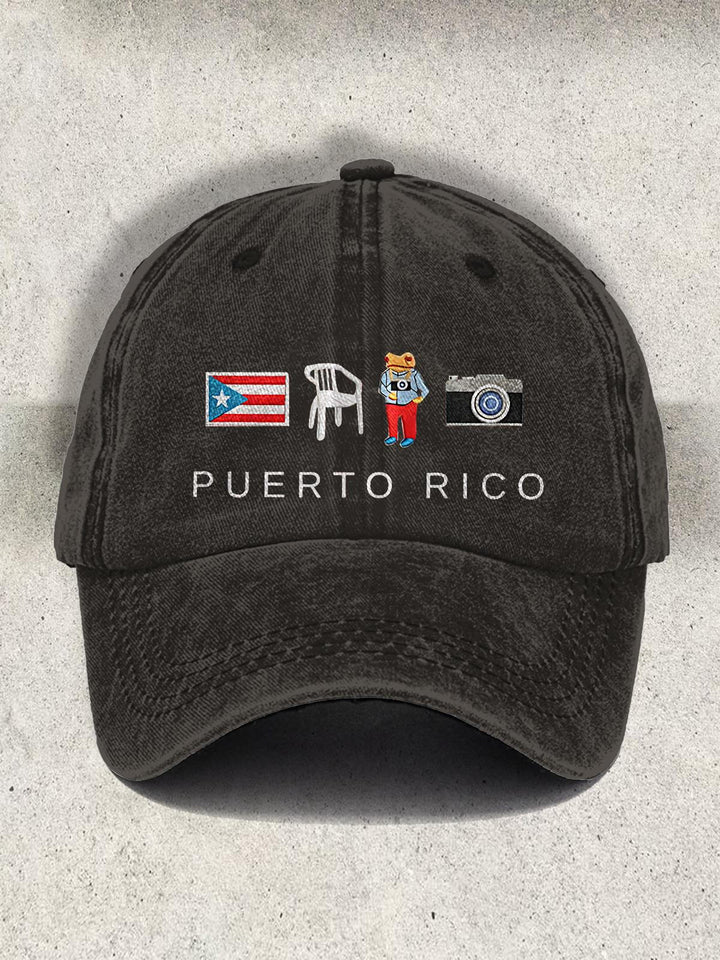 DTMF Puerto Rican Embroidered Print Baseball Cap