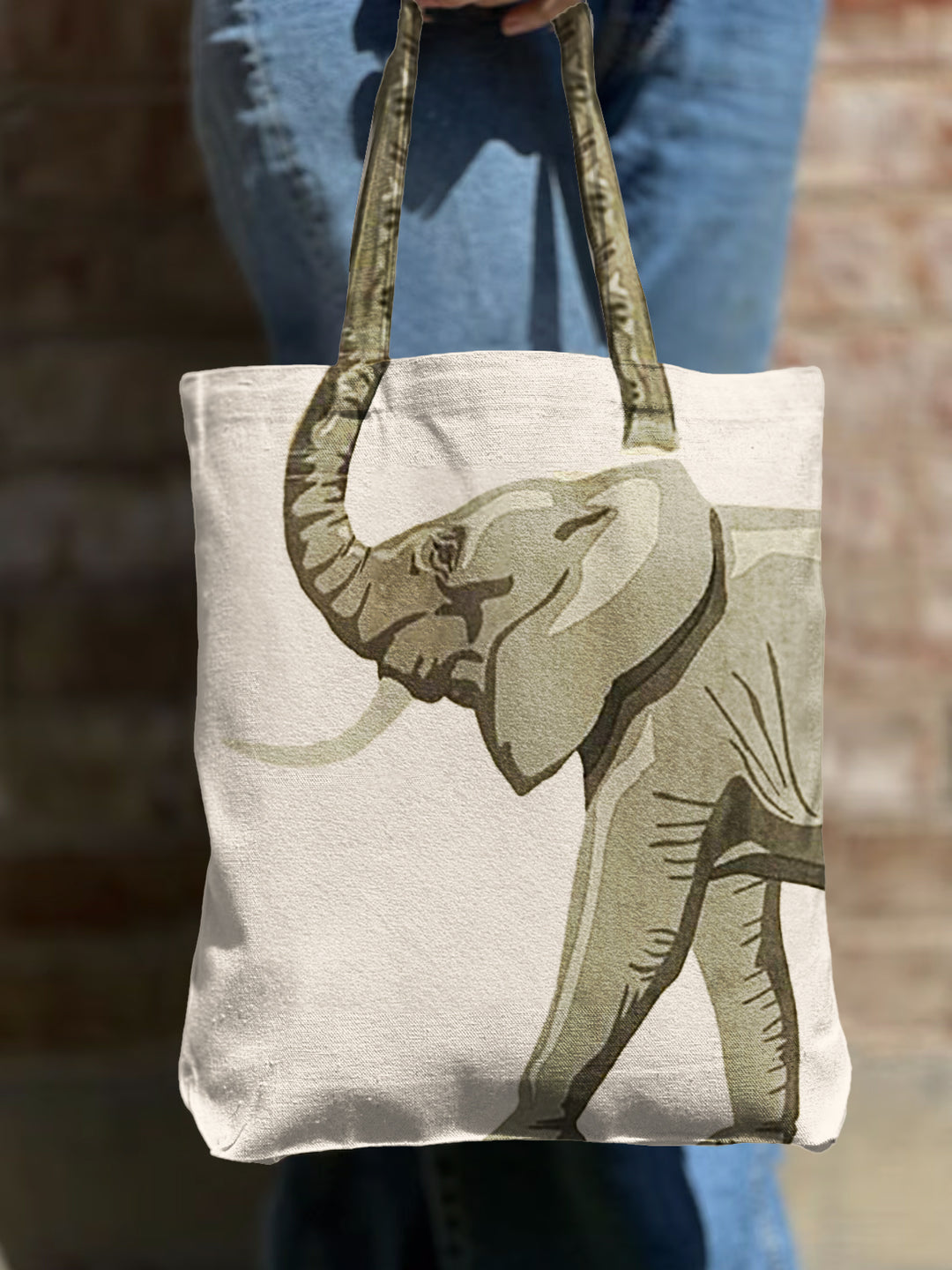 Funny Elephant Shoulder Zipper Canvas Bag