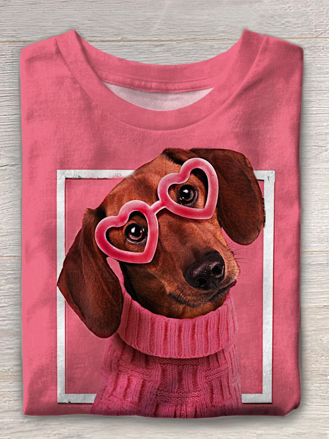 3D Cute Puppy Print Crew Neck T-shirt