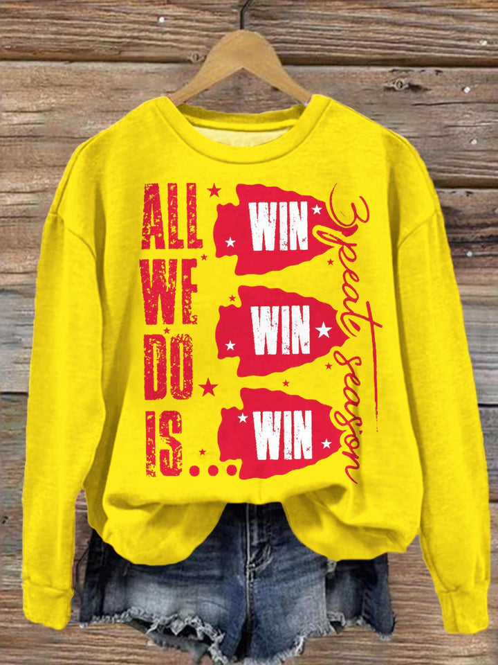 All We Do is Win Win Win Printed Long Sleeve Casual Top