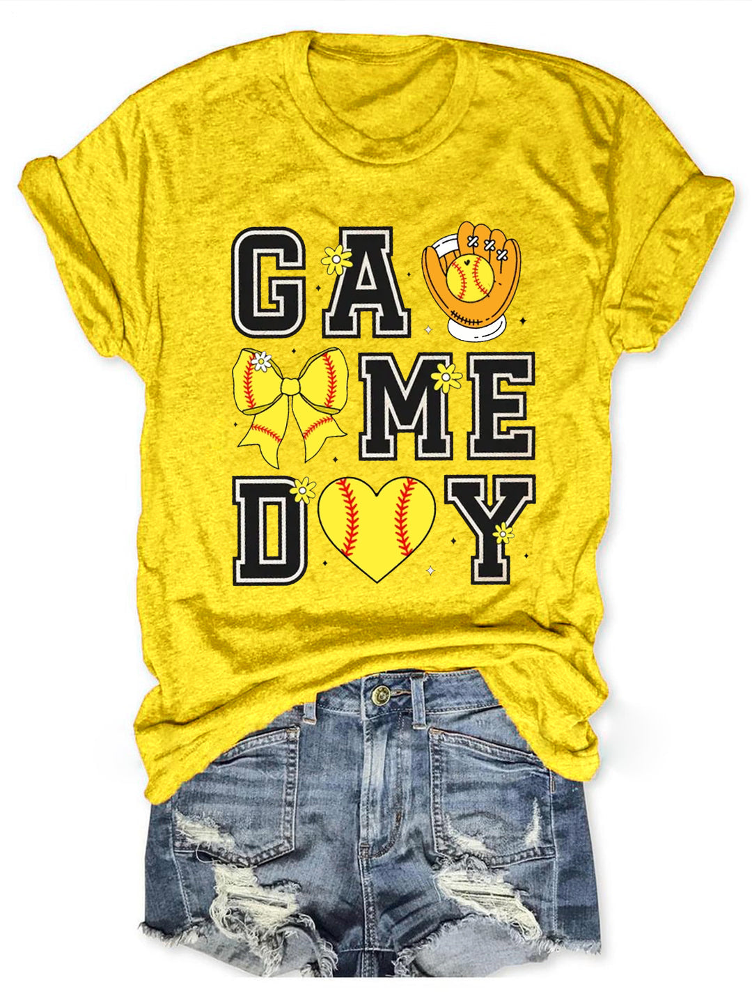 Softball Game Day Crew Neck T-shirt