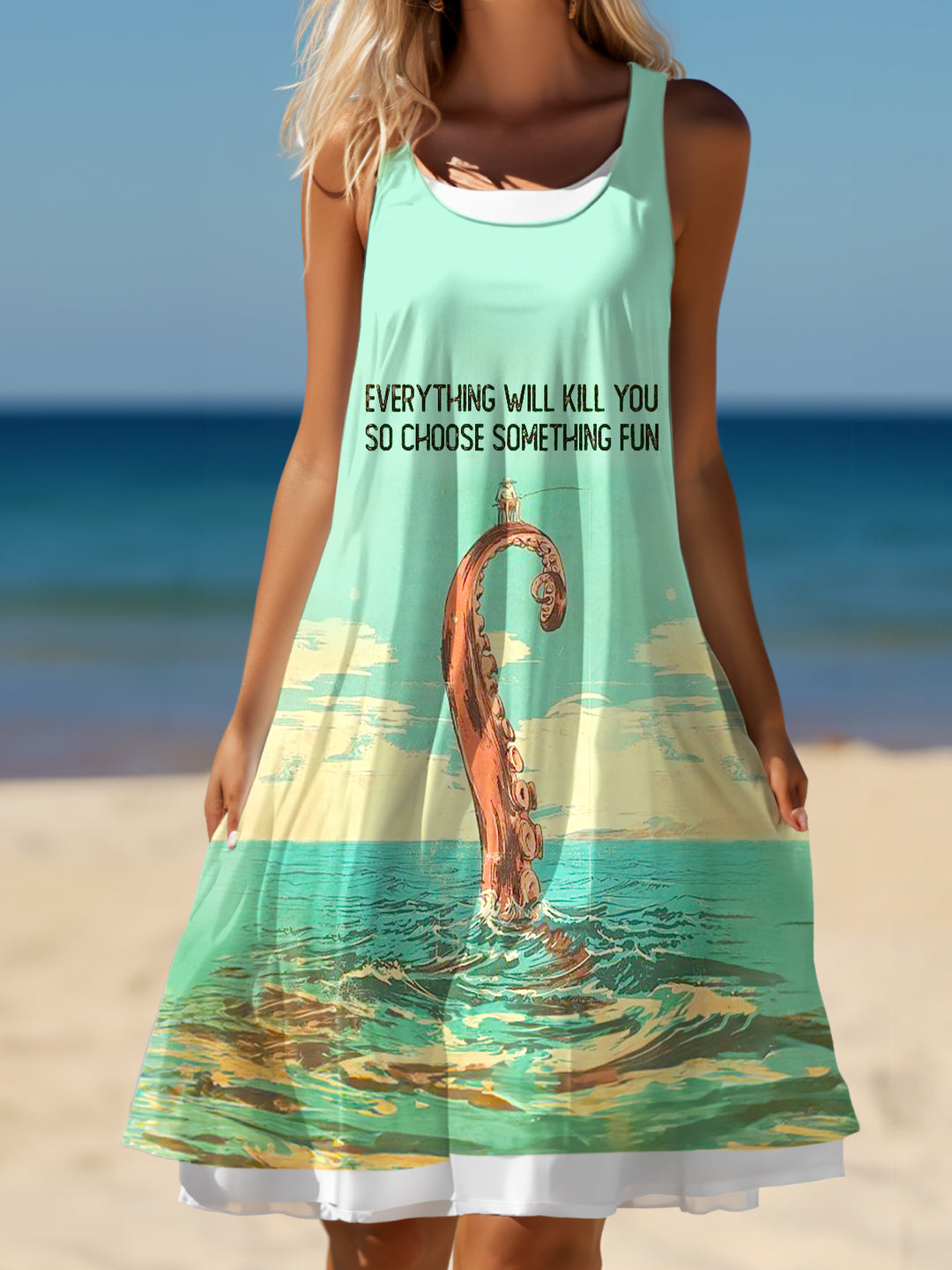 Do Fun Things Printed False Two Dress