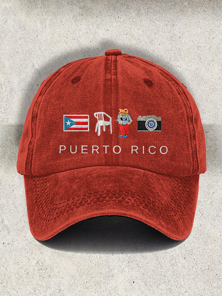 DTMF Puerto Rican Embroidered Print Baseball Cap