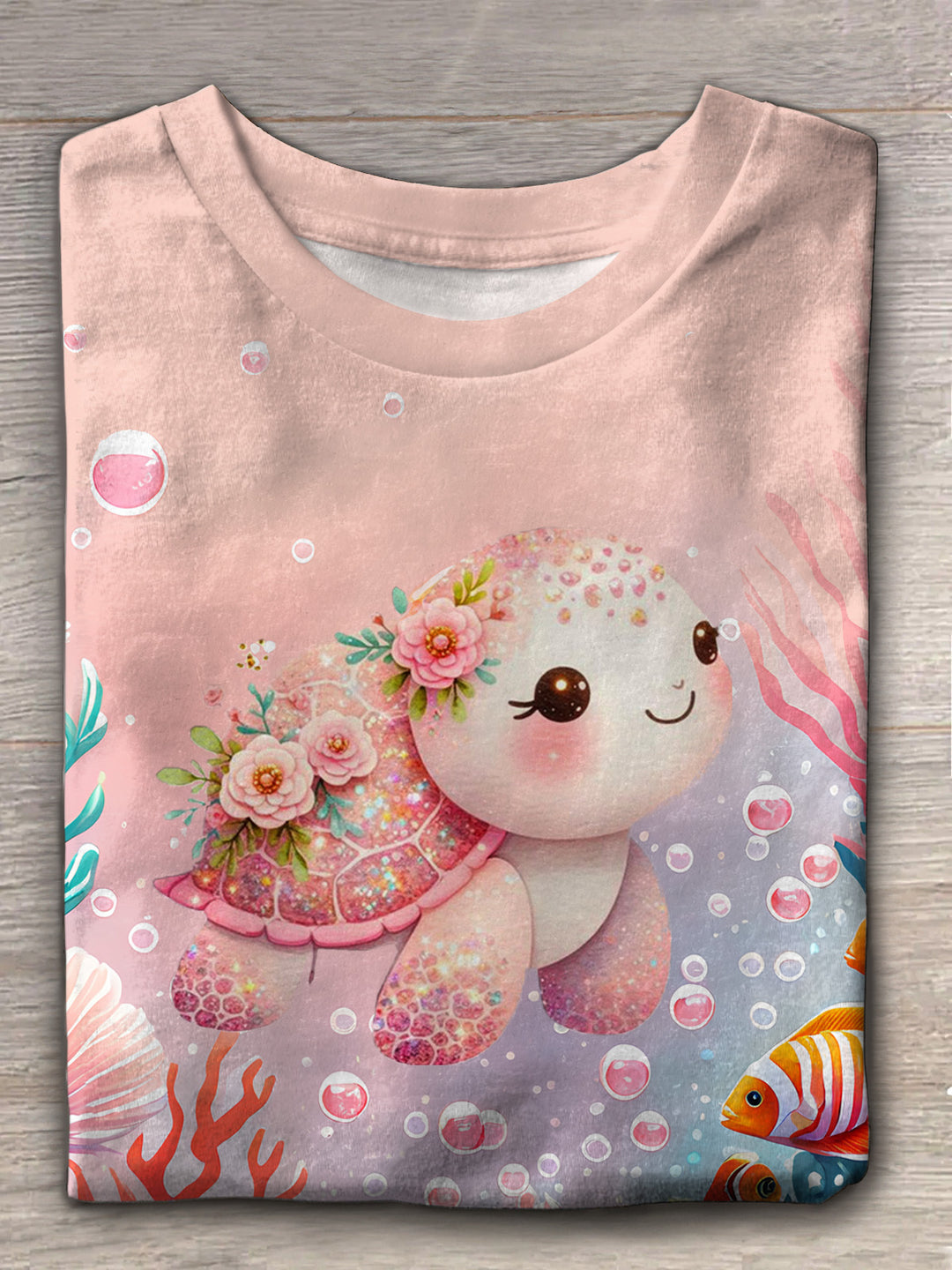 Cute Turtle Crew Neck T-shirt