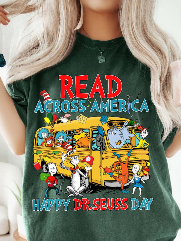 Read Across America Happy Dr. Seuss Day Childish Vintage Print T-shirt