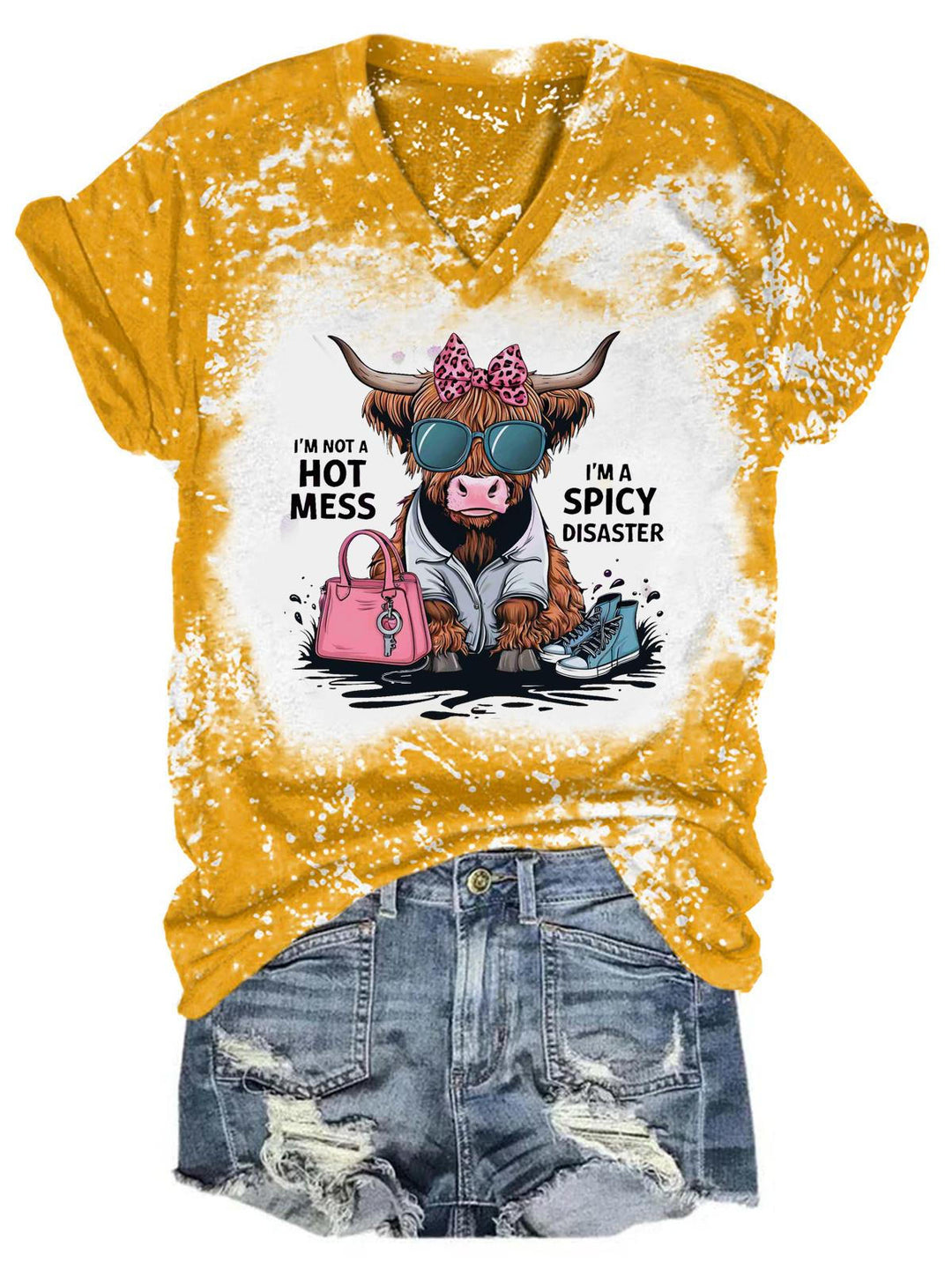 Funny Highlnd Cow Im Not A Hot Mess Im A Spicy Disaster T-Shirt