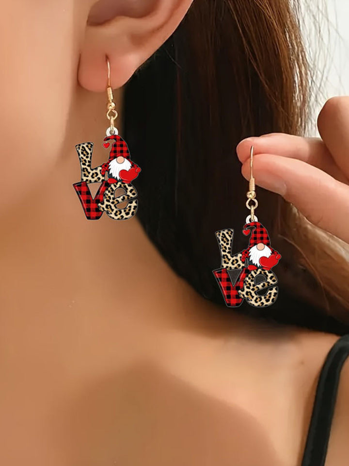 Leopard Valentine's Day Cute Dwarf Striped Earrings Love Heart Acrylic