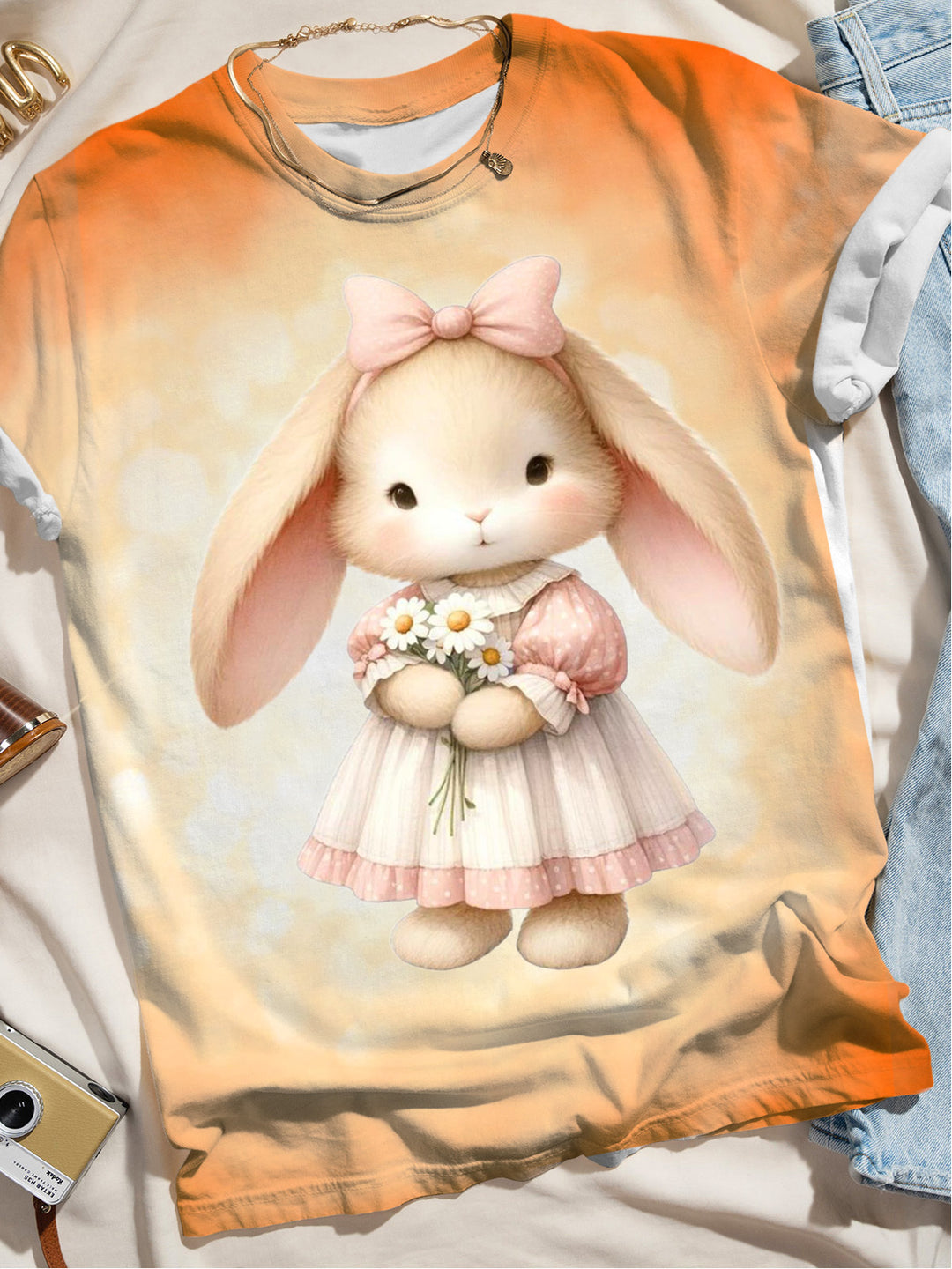 Cute Easter Bunny Crew Neck T-shirt