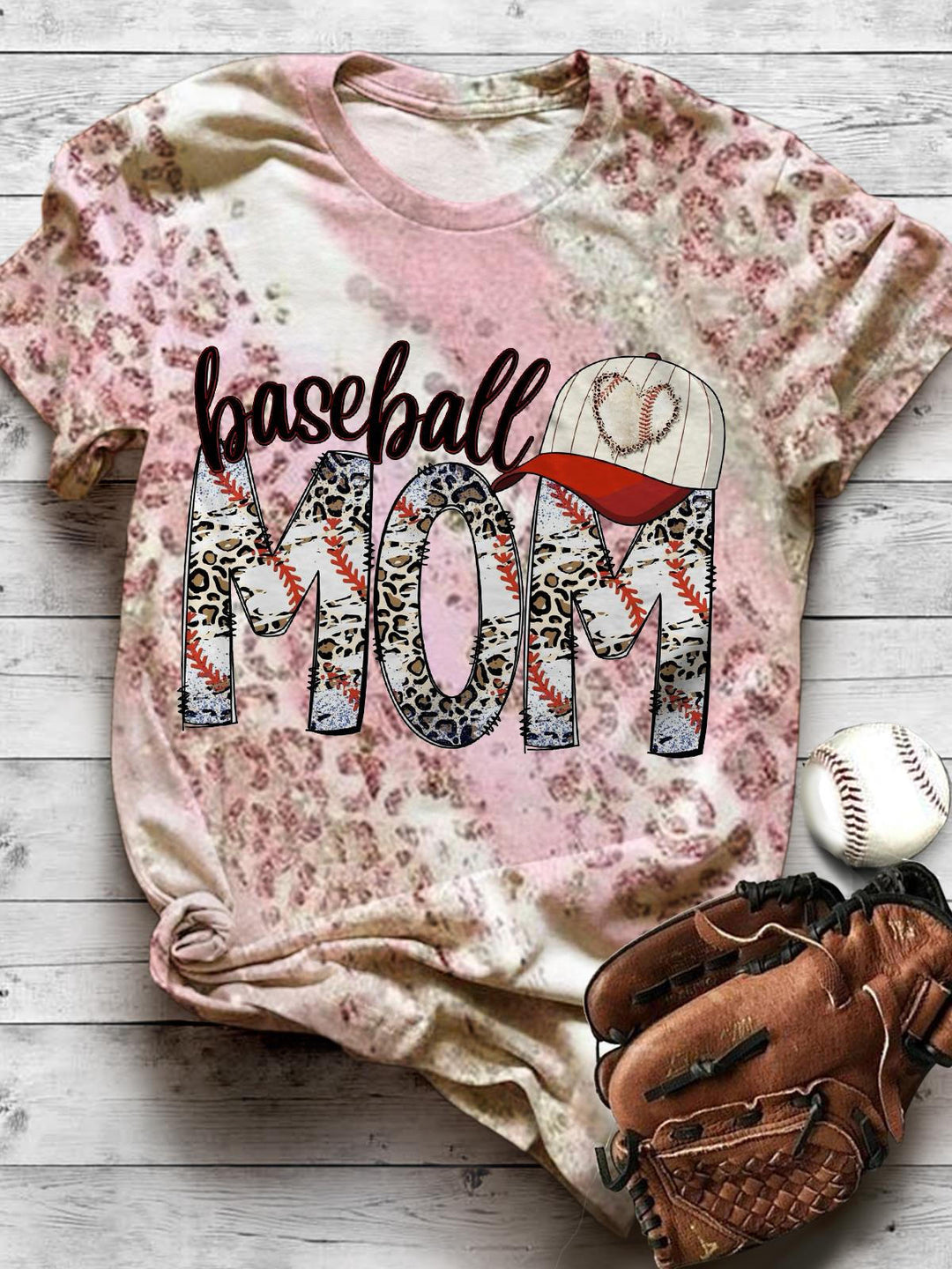 Baseball Mom Baseball Fan Sexy Pattern Print T-shirt