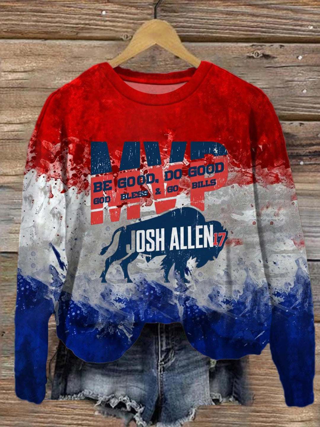 Mvp Josh Allen Football America Printed Long Sleeve Casual Top