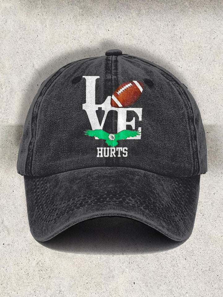 Love Statue Football Sports Print Baseball Cap