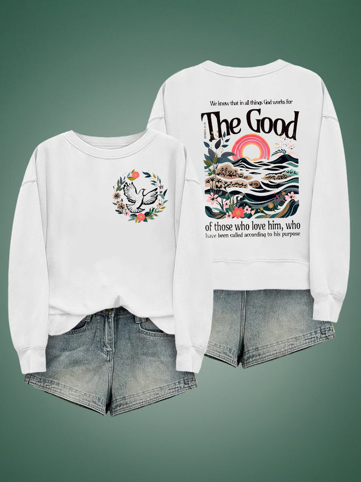 The Good Powerful Christian Scripture Printed Long Sleeve Casual Top