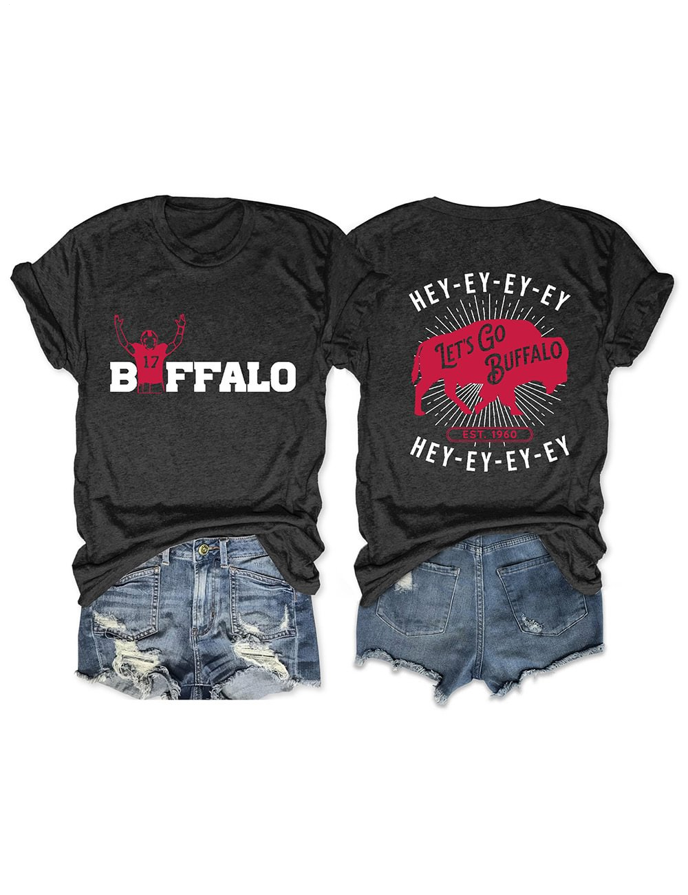 Buffalo Football Print Crew Neck T-shirt