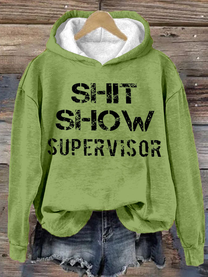 Shit Show Letter Print Long Sleeve Printed Hoodie