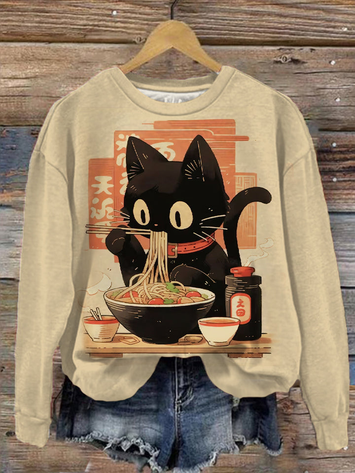 Funny Japanese Cat Print Casual Short Sleeve T-Shirt