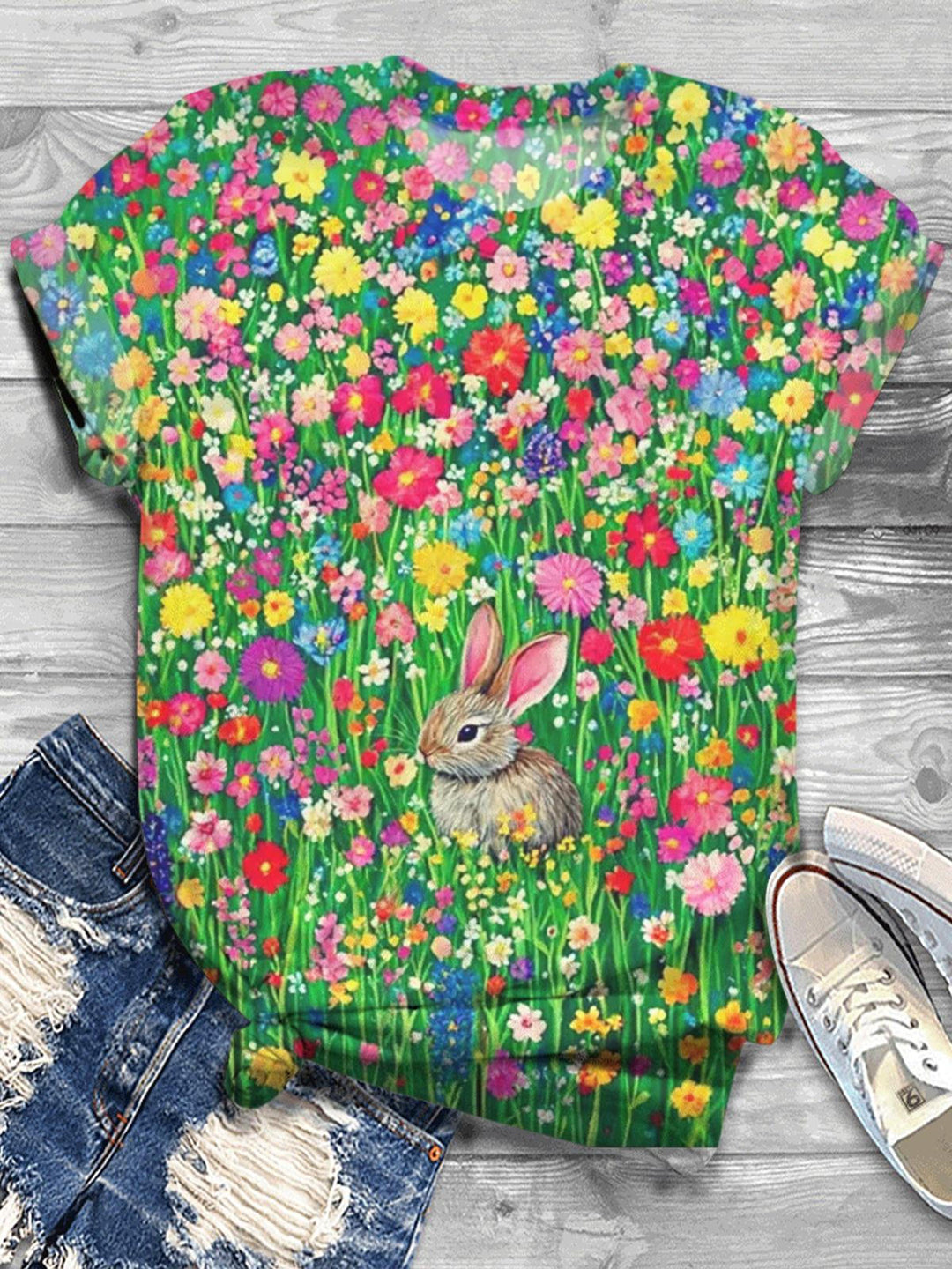 Wildflower Bunny Art Print T-shirt