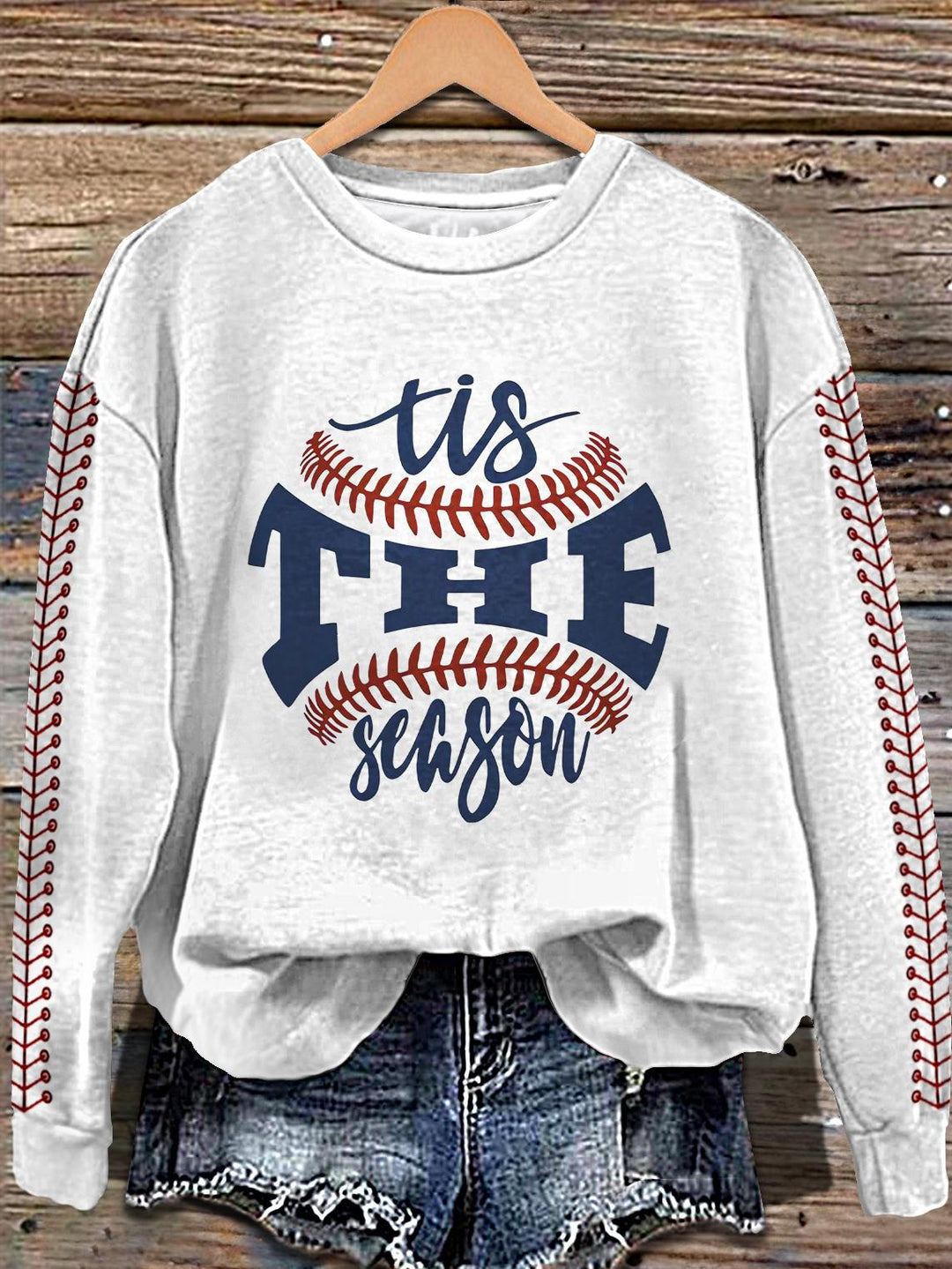 Women's Baseball Season Printed Long Sleeve Casual Top